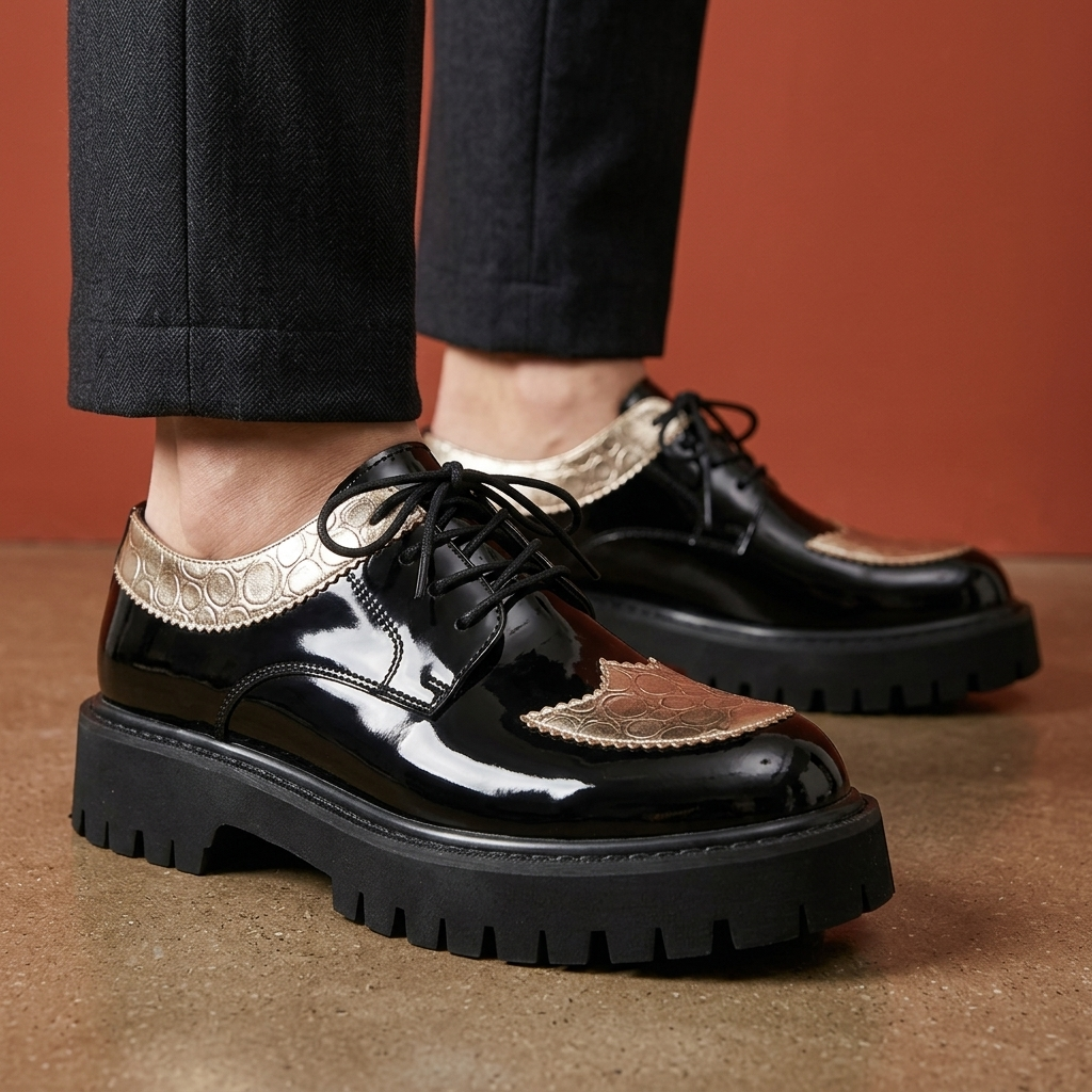 Everett Metallic Leather Derbies