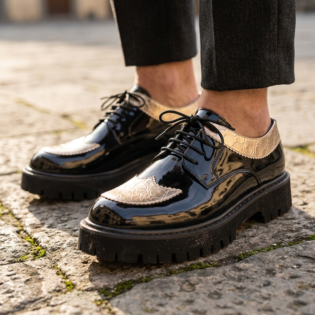 Everett Metallic Leather Derbies