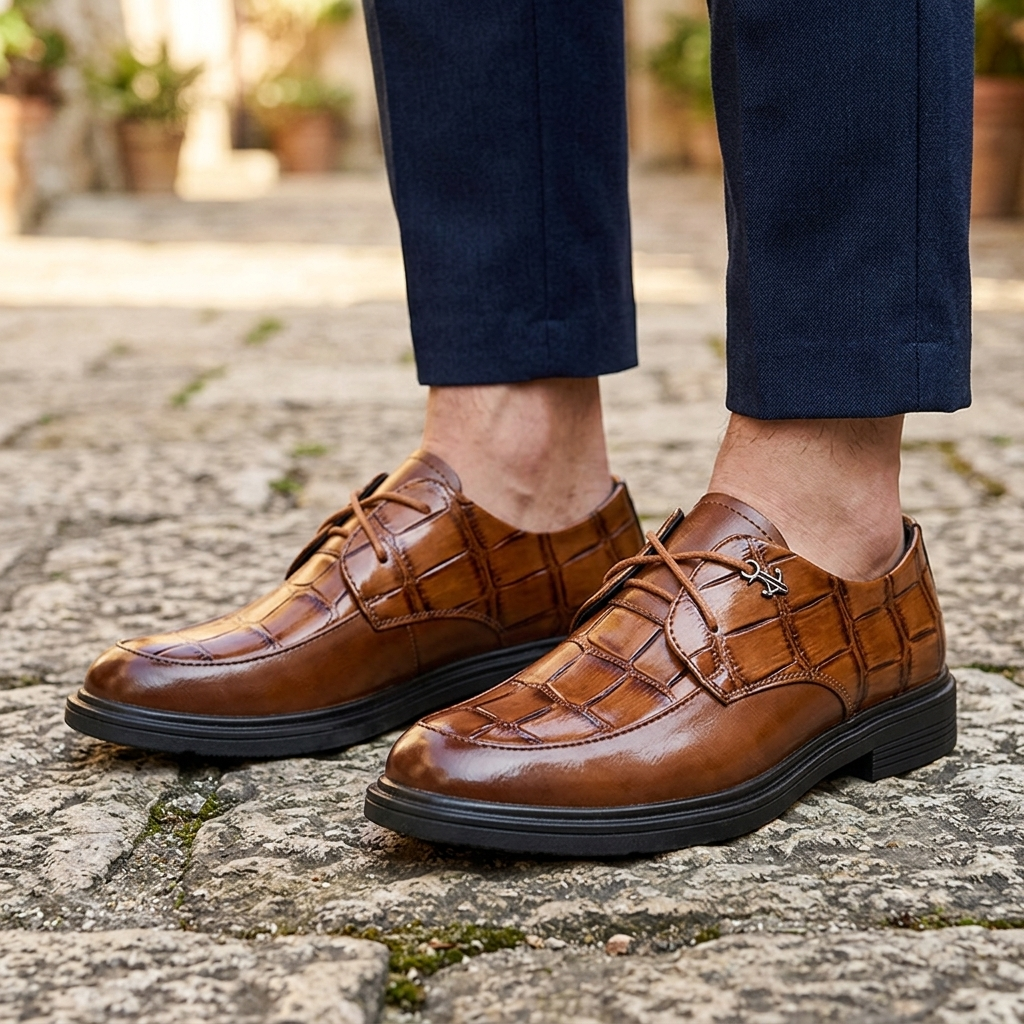 Wesley Croc-Embossed Derbies