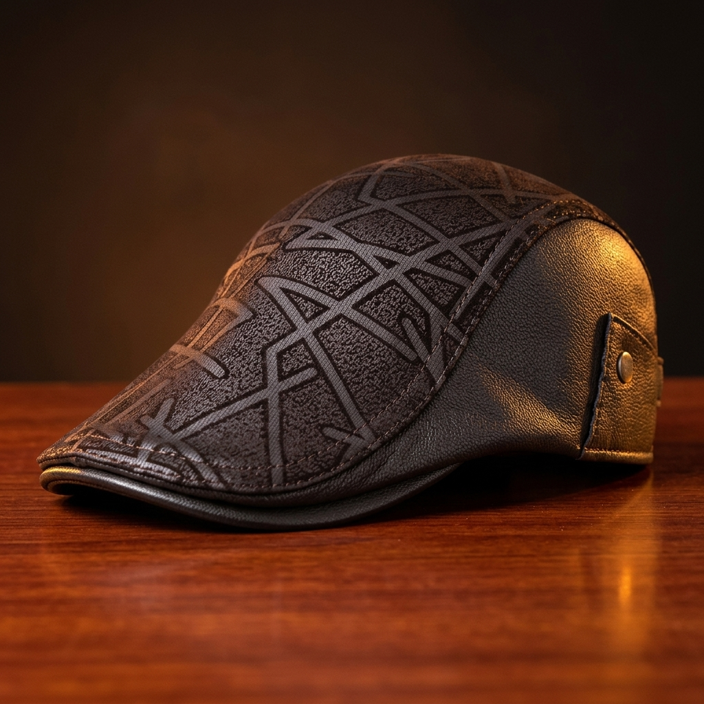 Everett Embossed Leather Ivy Cap