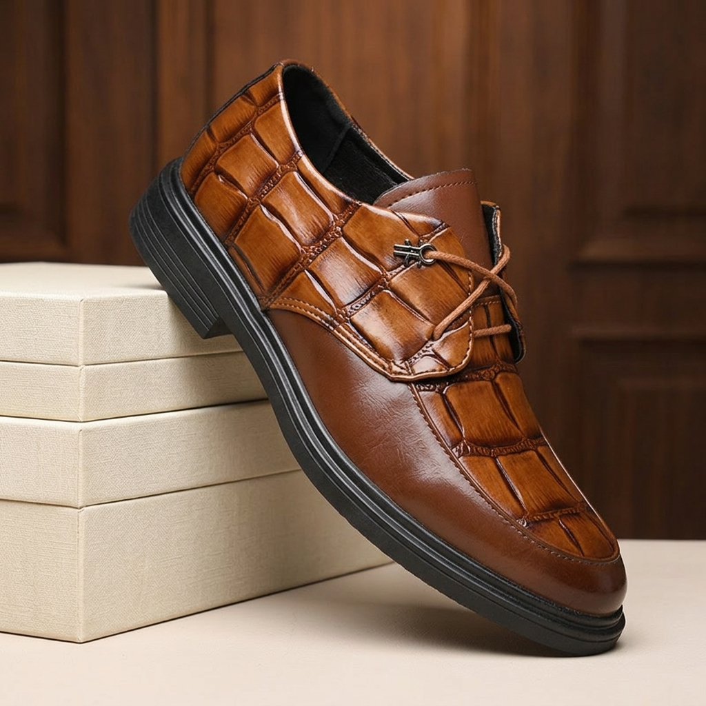 Wesley Croc-Embossed Derbies