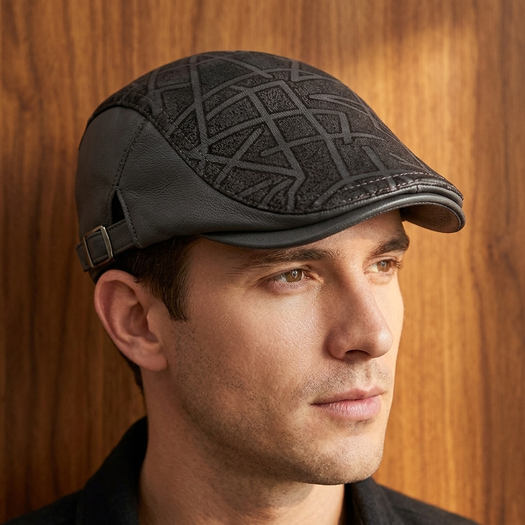 Everett Embossed Leather Ivy Cap