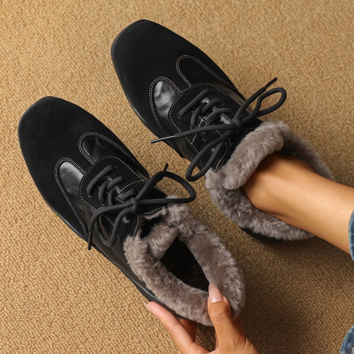 Amelia Wool-Lined Leather Shoes