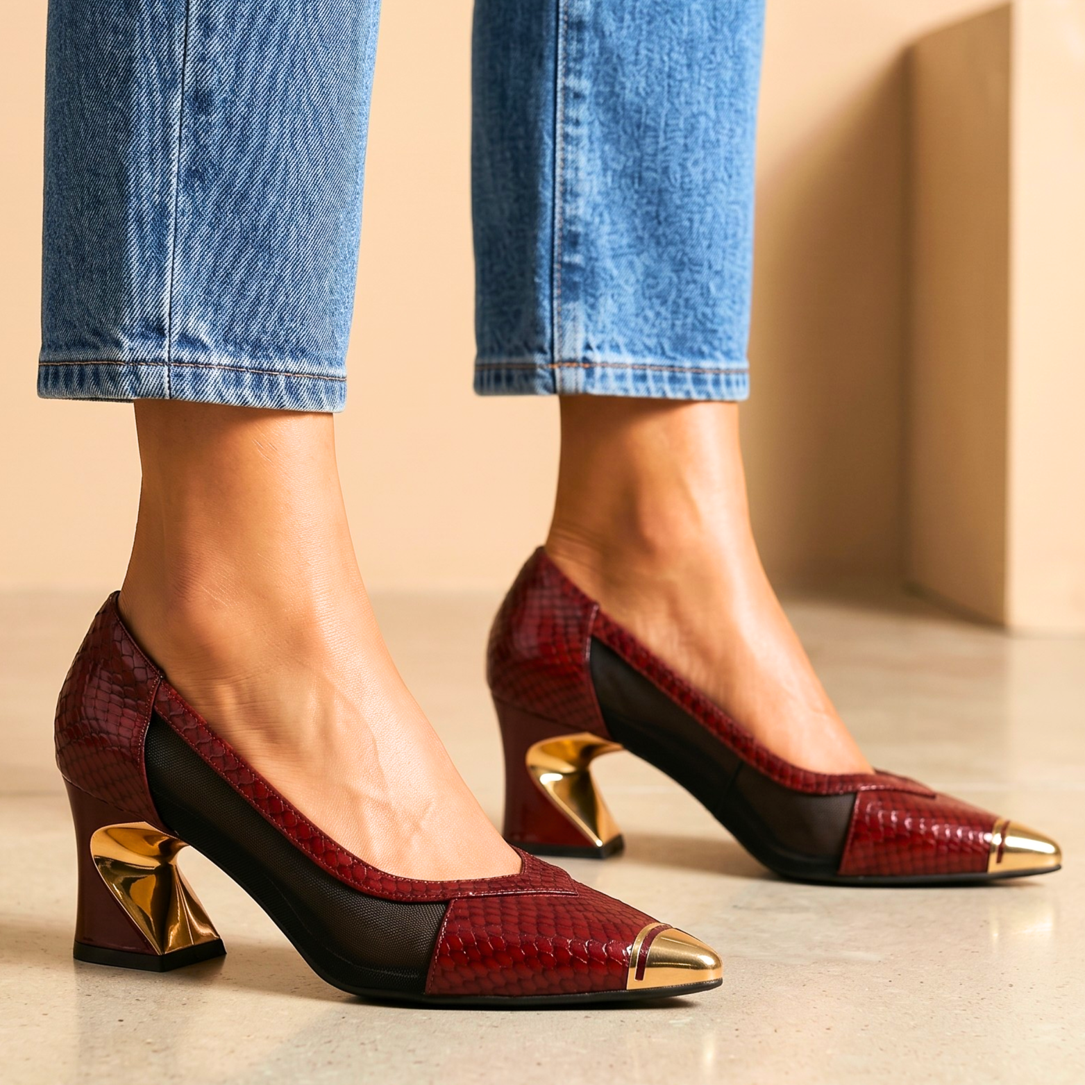 Valenza Sculpted Mesh Heels