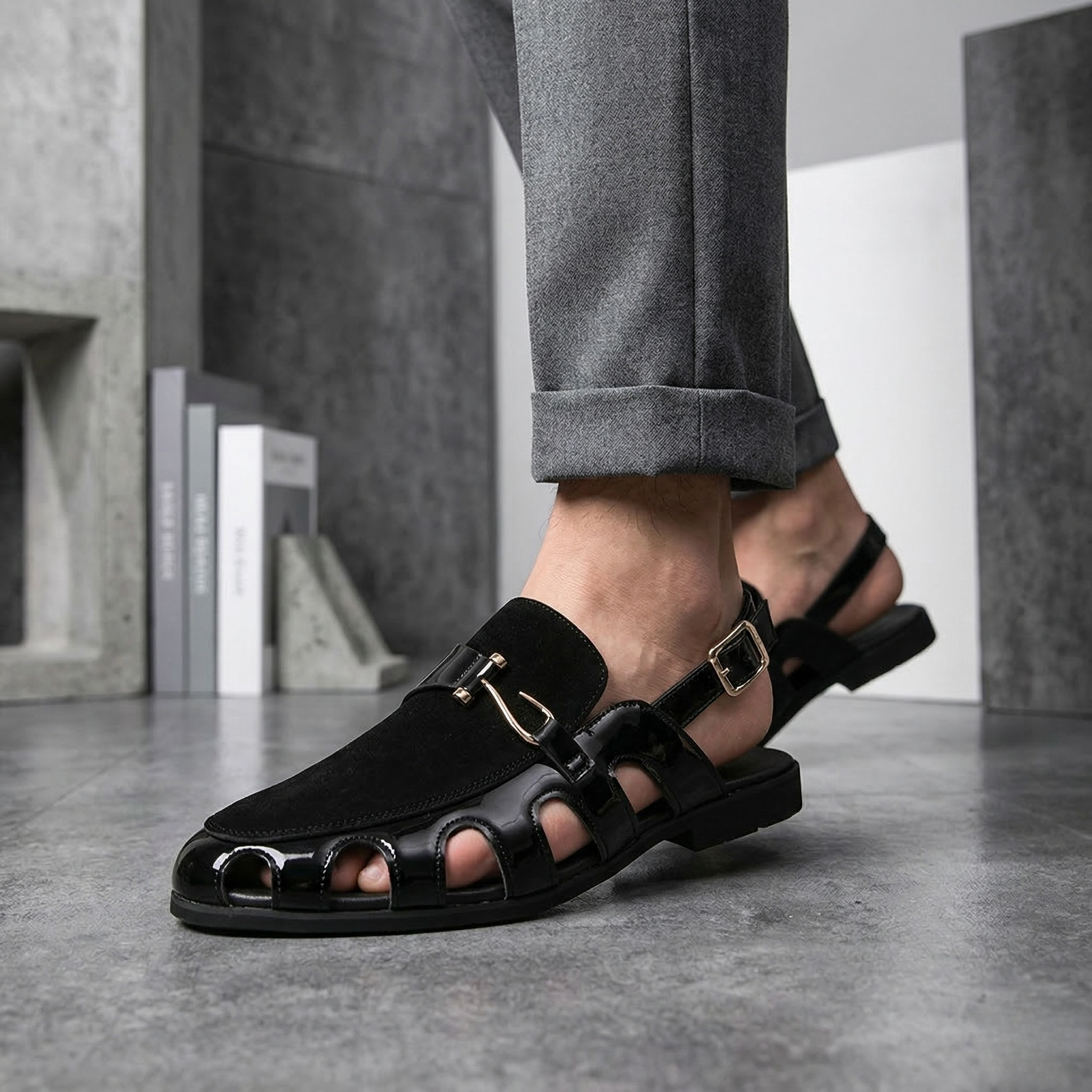 Marcelli Leather Slingback Loafers