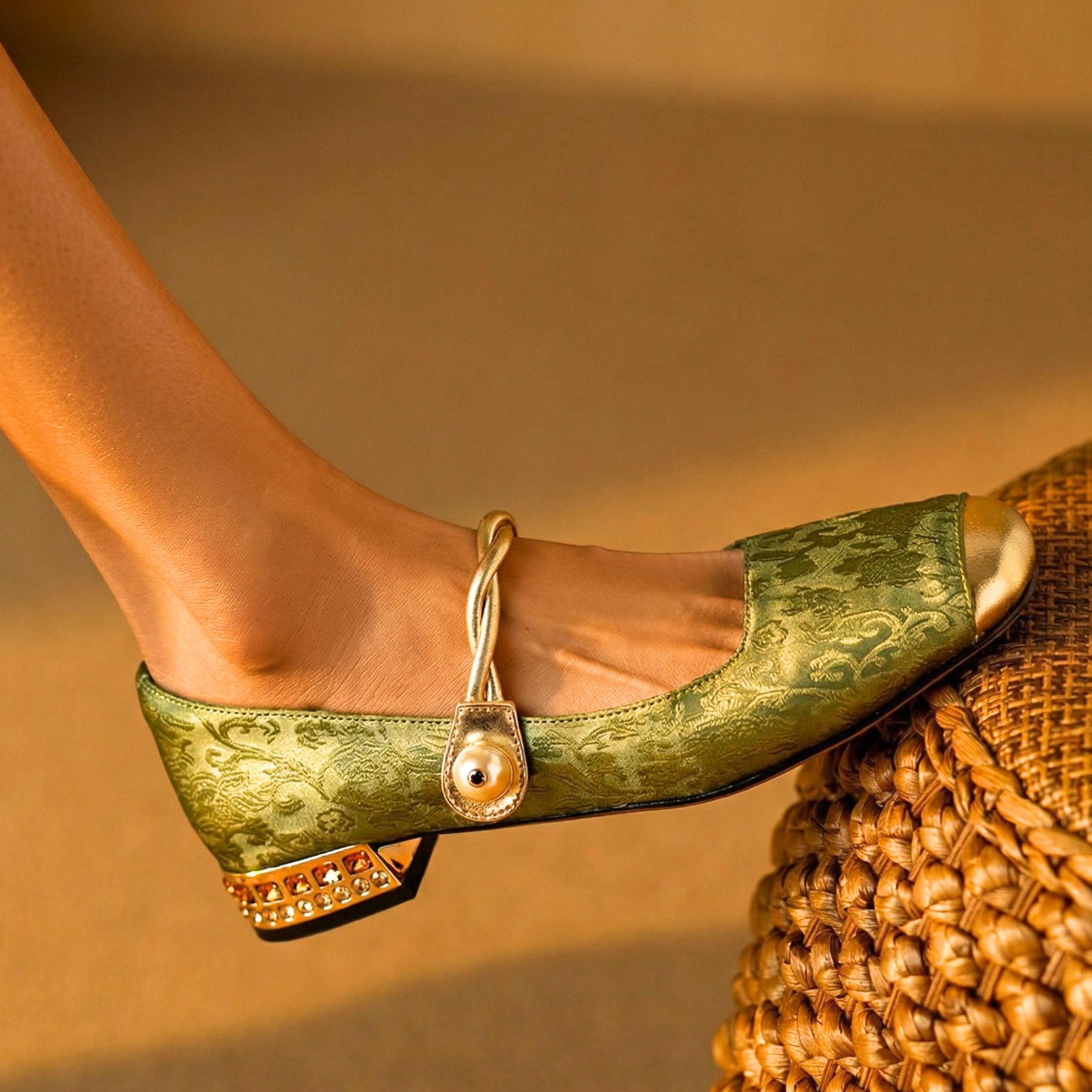 Florentine Pearl Strap Heels