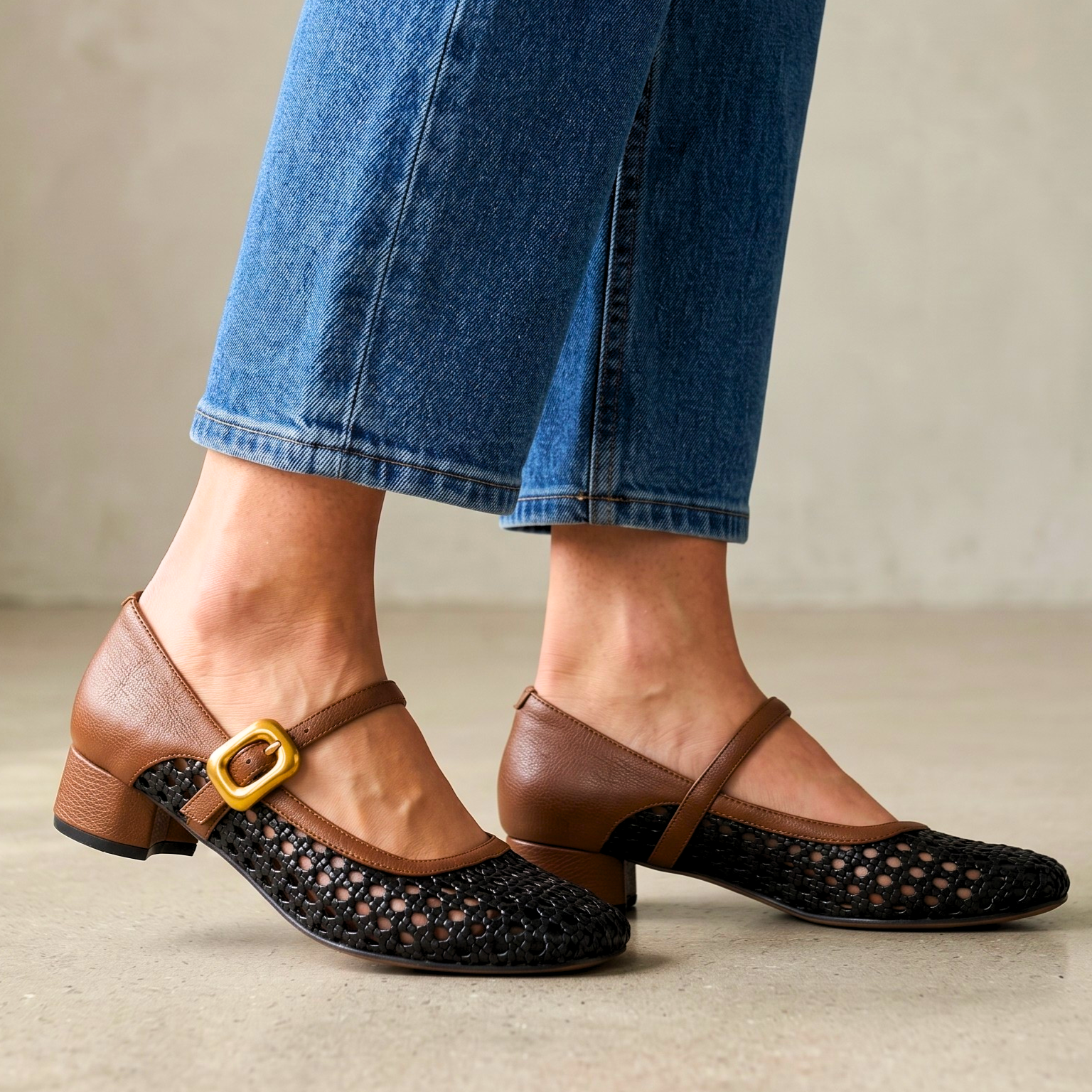 Reina Woven Leather Heels