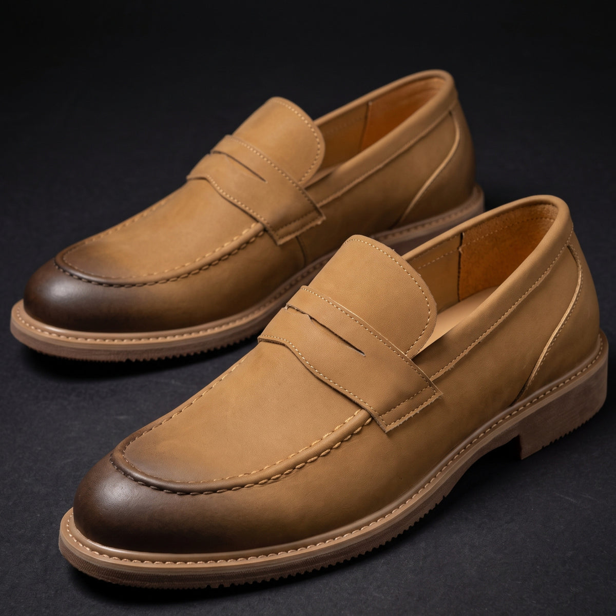 Dawson Burnished Leather Loafers