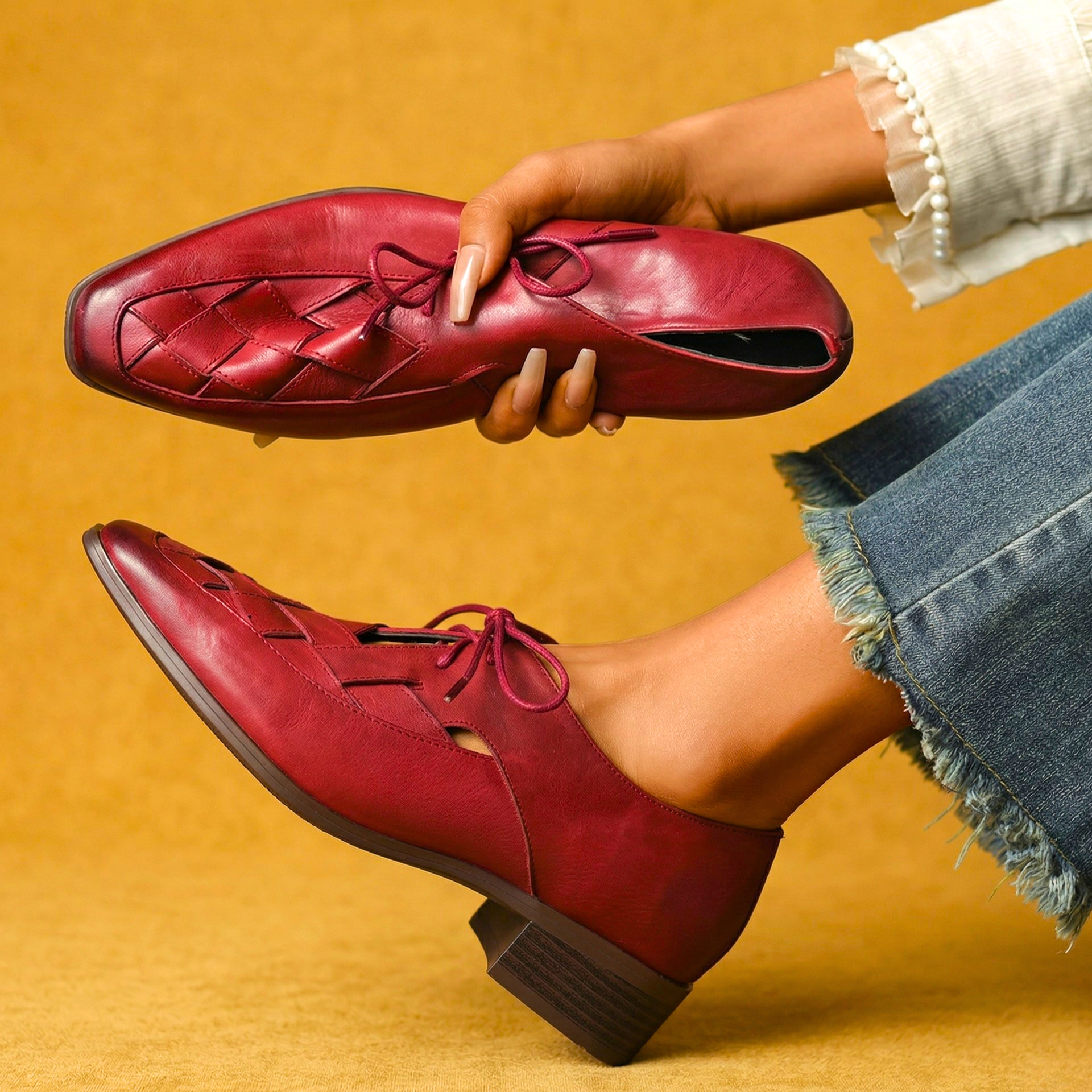 Kora Mae Genuine Leather Lace-Ups