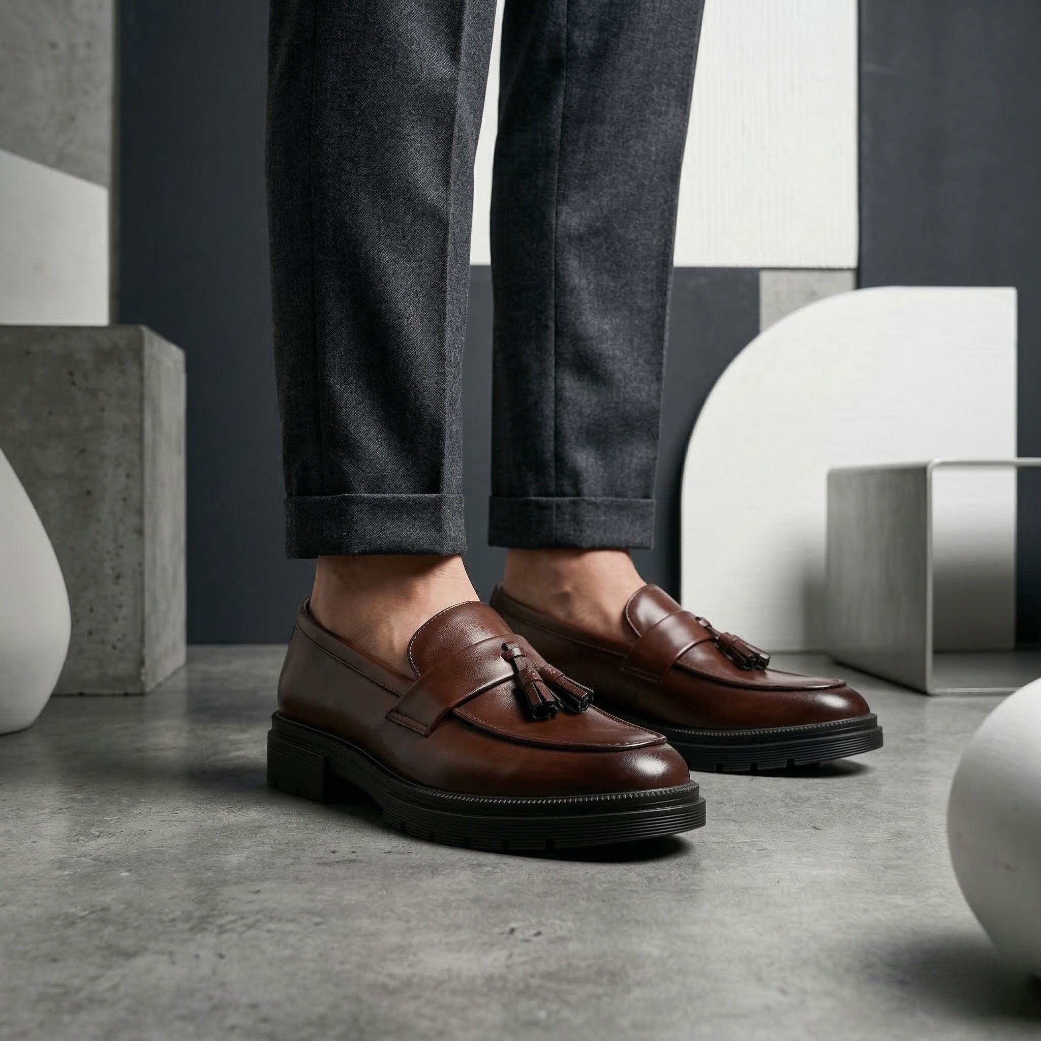 Liam Woven Leather Tassel Loafers