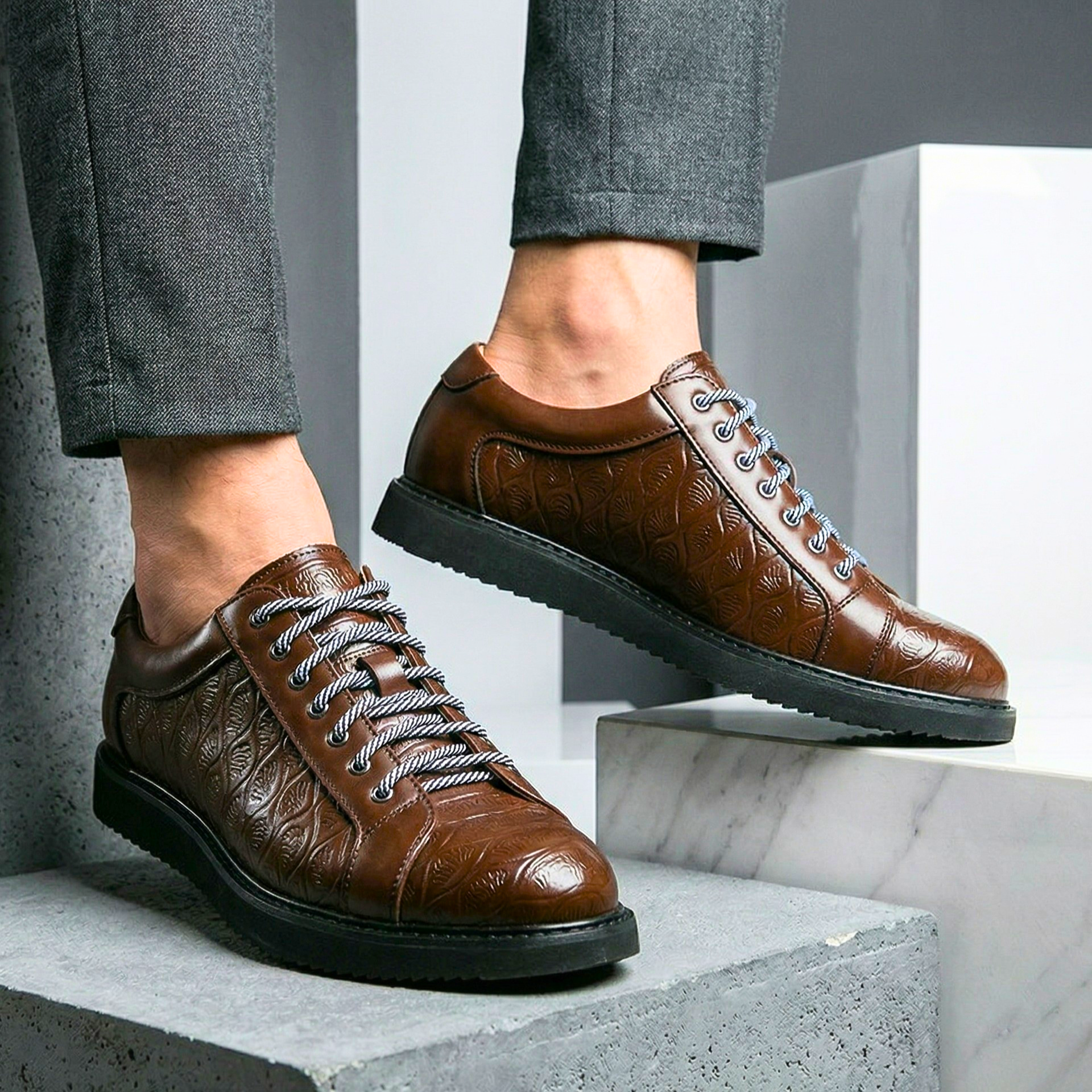 Montero Embossed Leather Sneakers