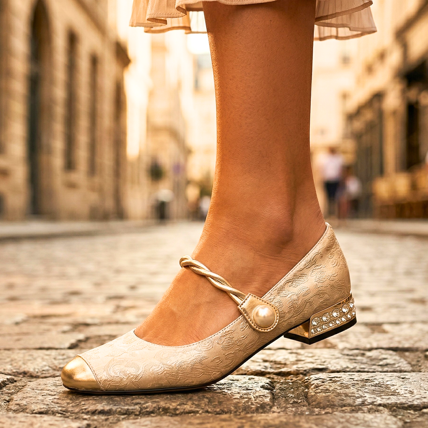 Florentine Pearl Strap Heels