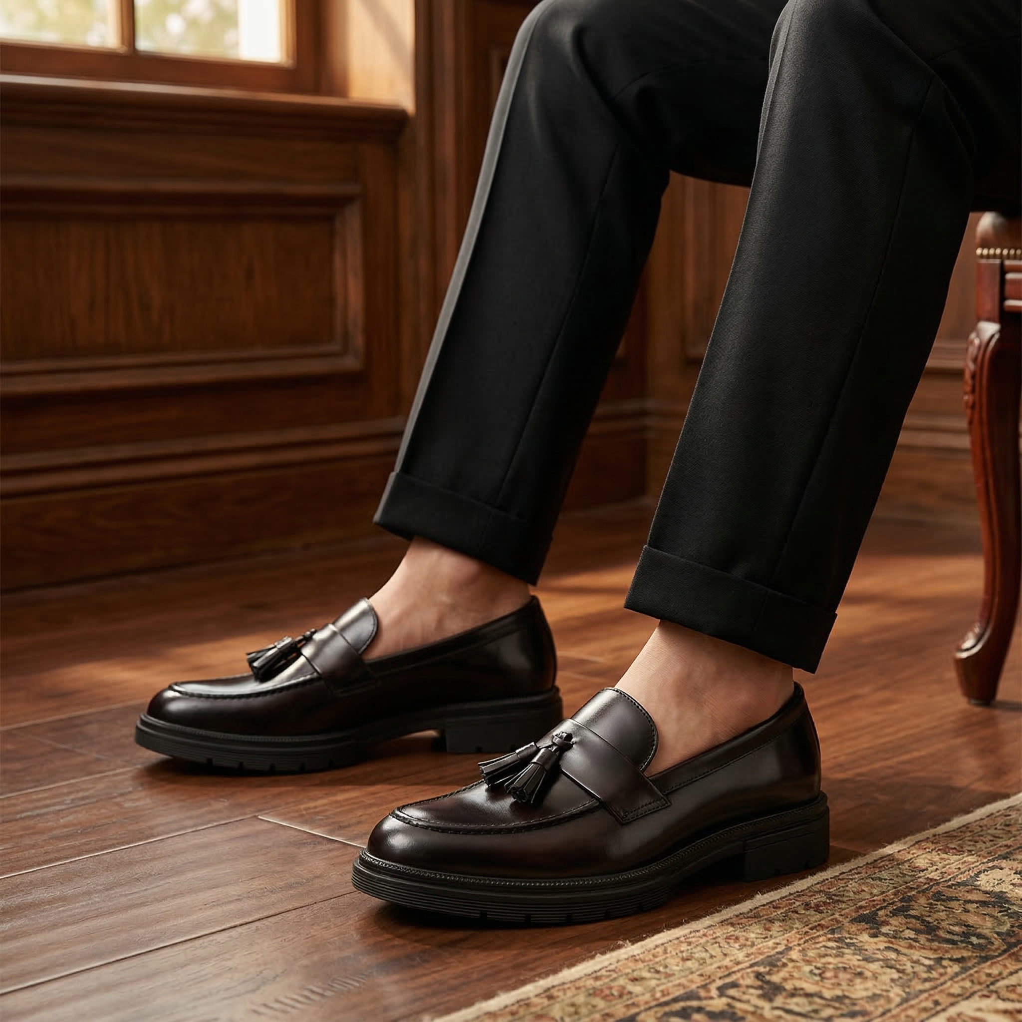 Liam Woven Leather Tassel Loafers