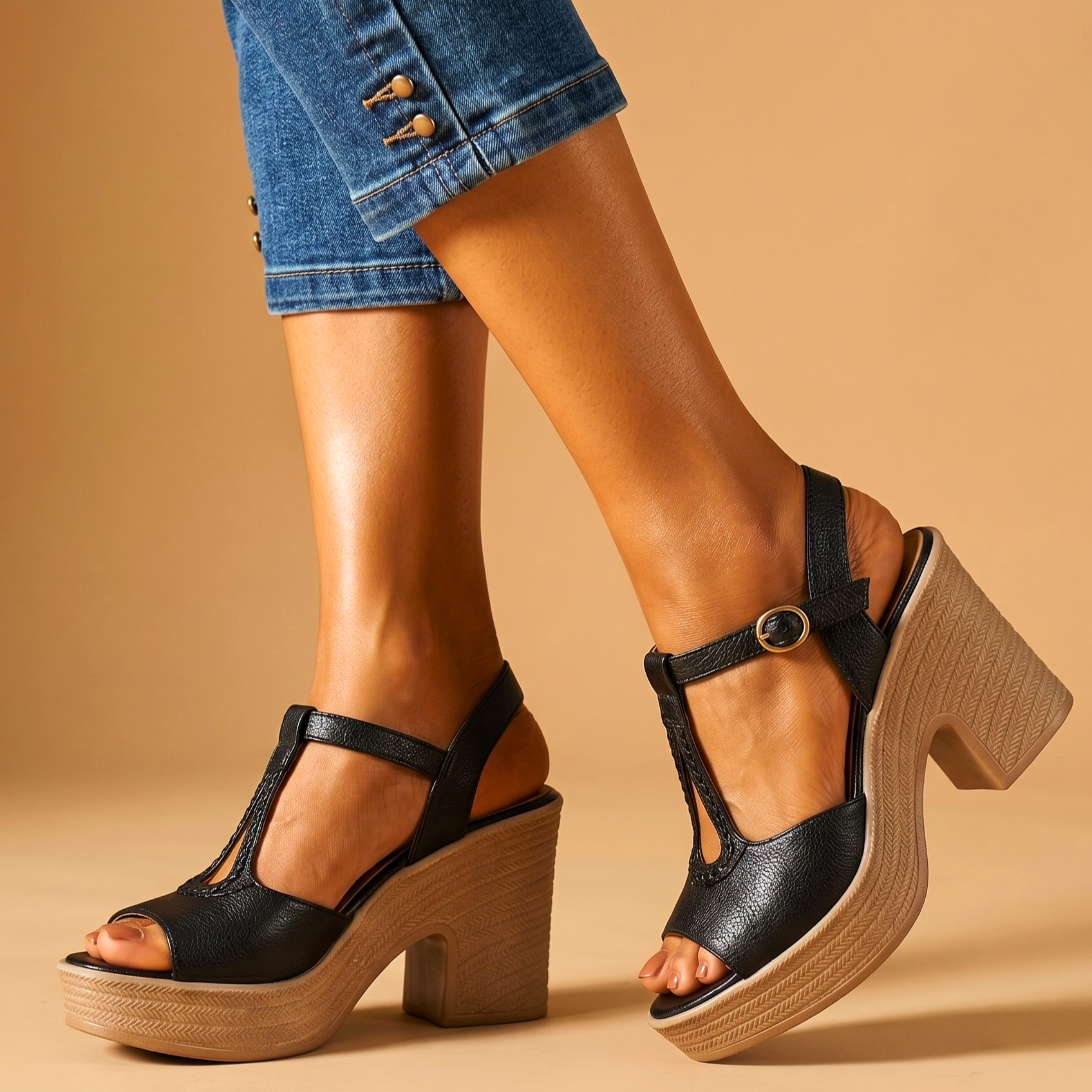 Genevieve Woven Leather Wedges