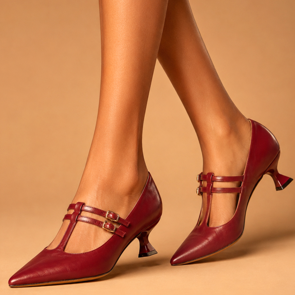 Marielle Vintage Leather Kitten Heels