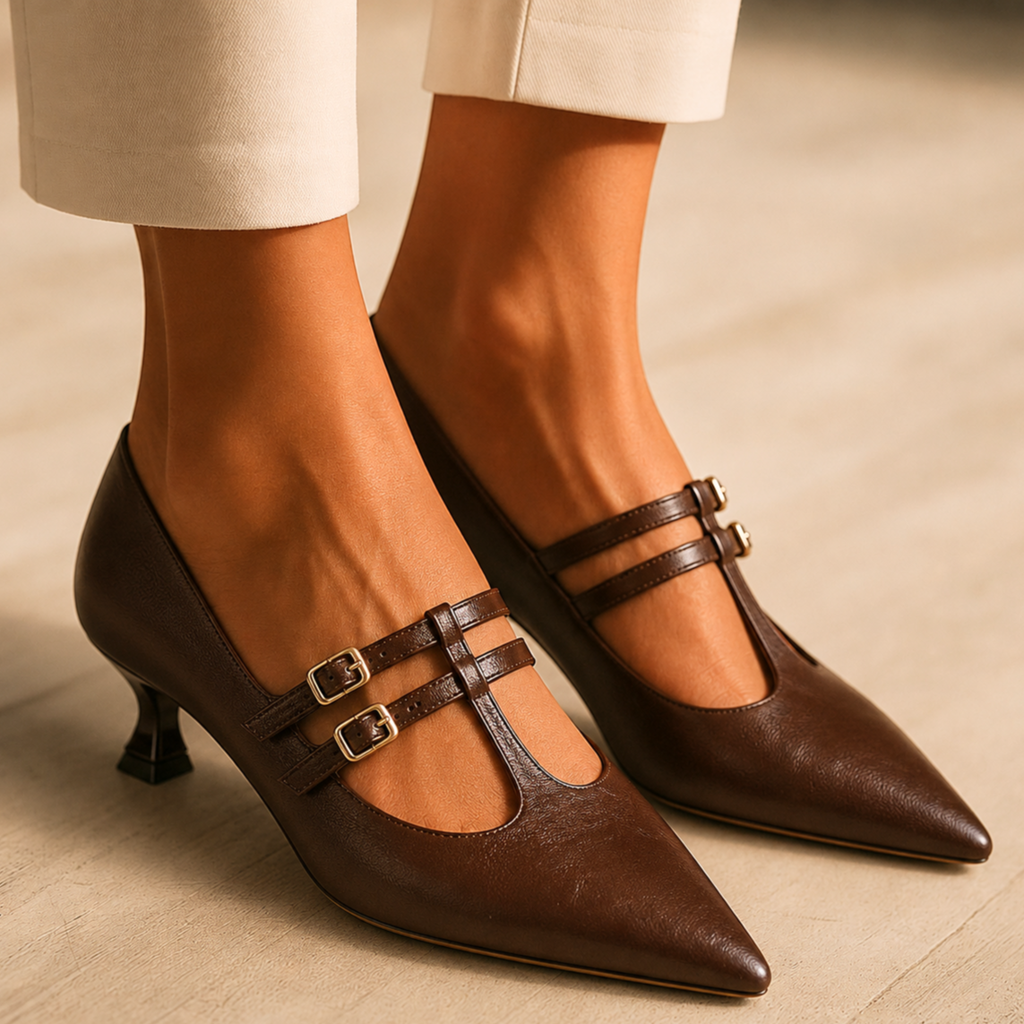 Marielle Vintage Leather Kitten Heels